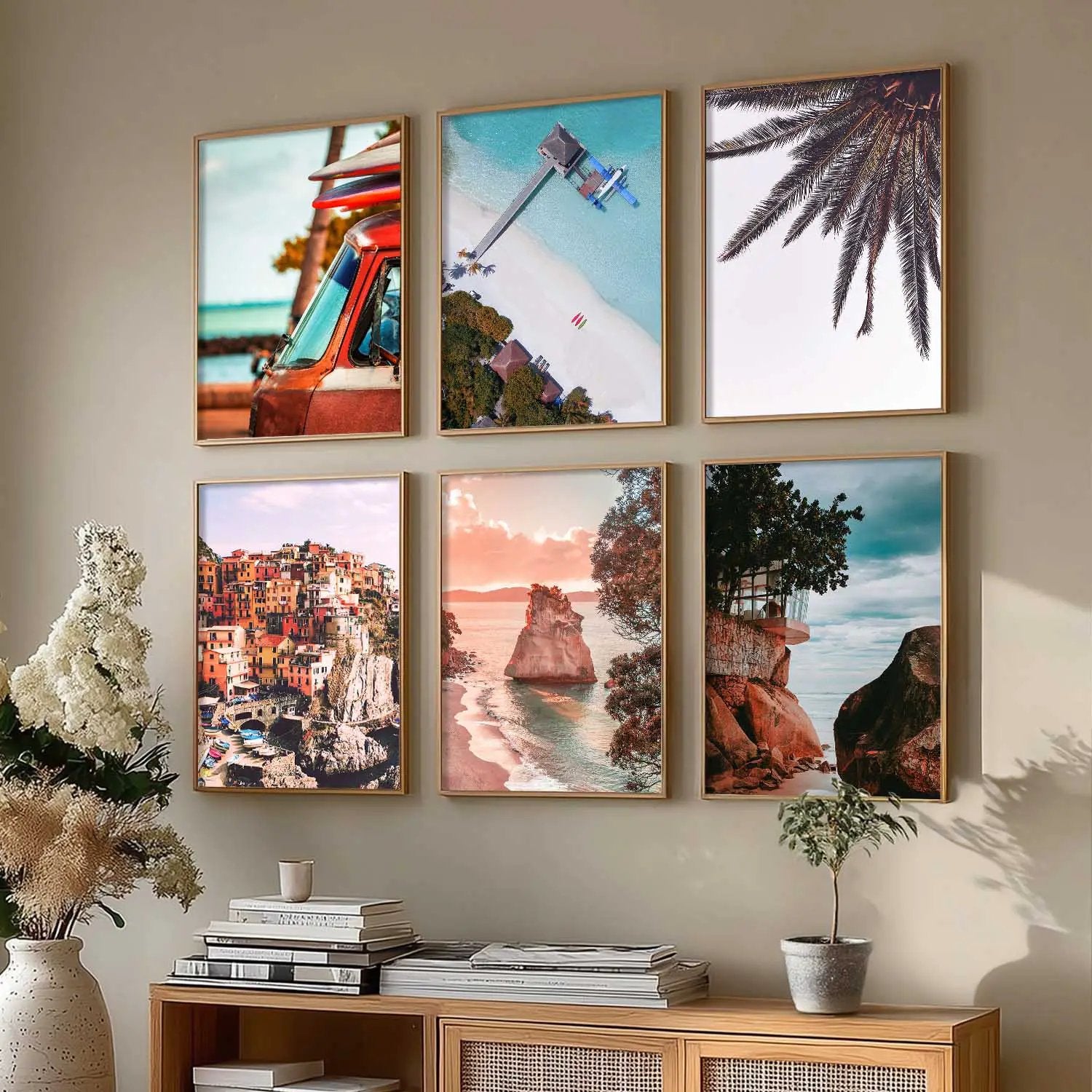 Travel Inspired Framed Posters for Home and Office Wall Decor - Posters for Travel Lovers - Set of 6 by Kotart store