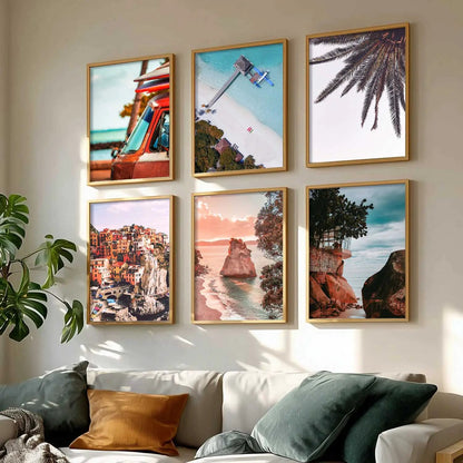 Travel Inspired Framed Posters for Home and Office Wall Decor - Posters for Travel Lovers - Set of 6 by Kotart store