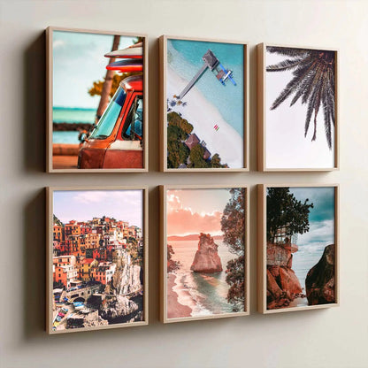 Travel Inspired Framed Posters for Home and Office Wall Decor - Posters for Travel Lovers - Set of 6 by Kotart store