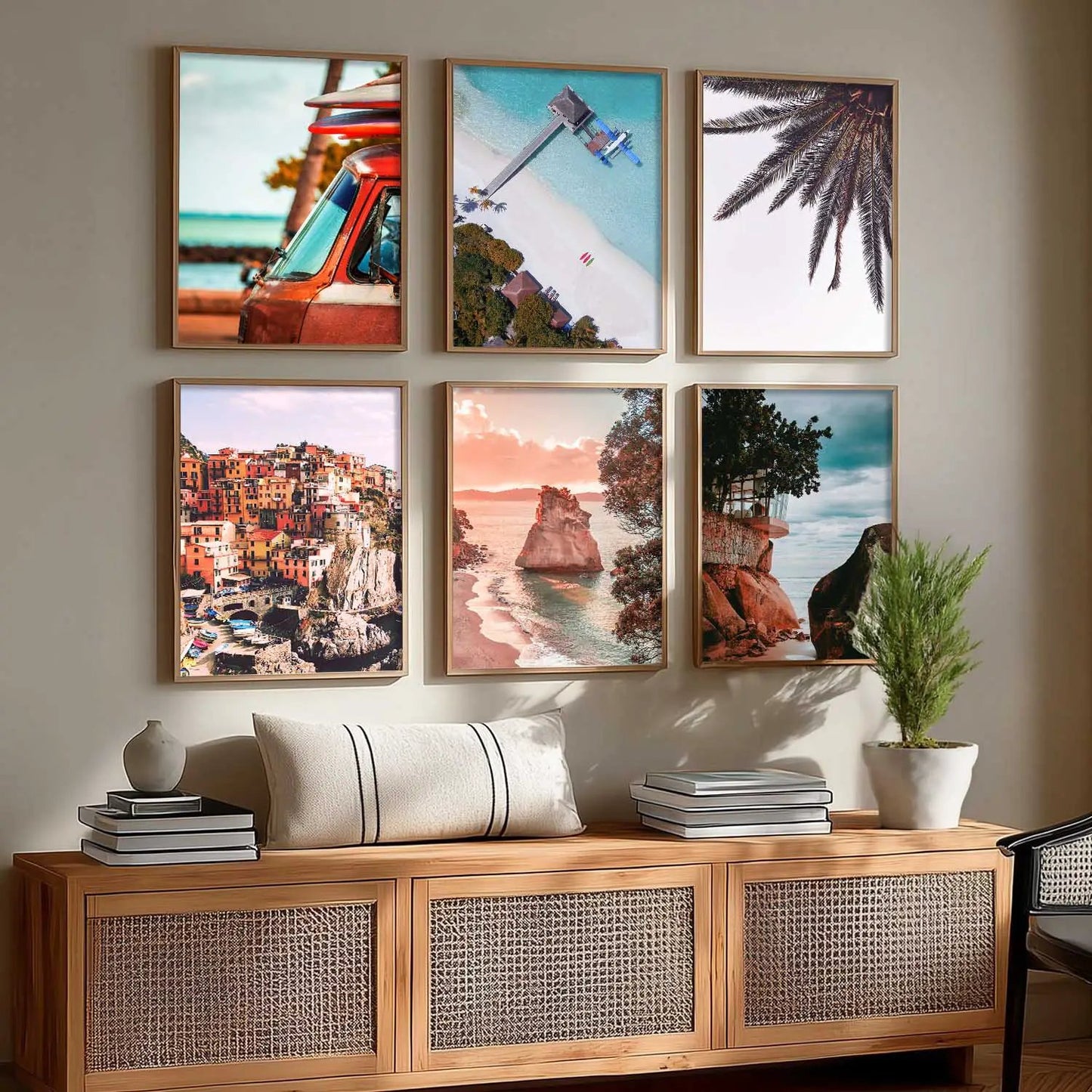 Travel Inspired Framed Posters for Home and Office Wall Decor - Posters for Travel Lovers - Set of 6 by Kotart store