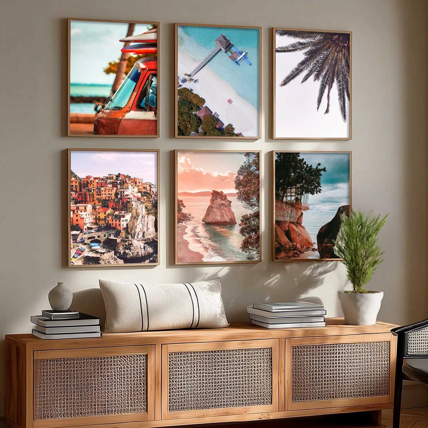 Travel Inspired Framed Posters for Home and Office Wall Decor - Posters for Travel Lovers - Set of 6 by Kotart store