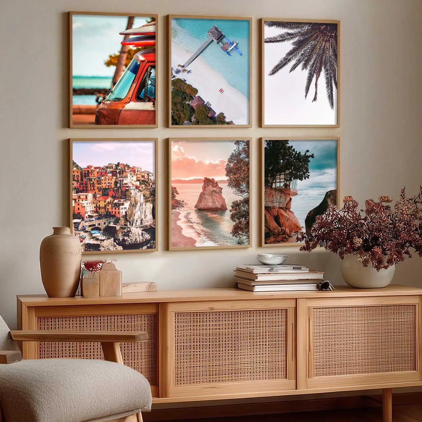 Travel Inspired Framed Posters for Home and Office Wall Decor - Posters for Travel Lovers - Set of 6 by Kotart store