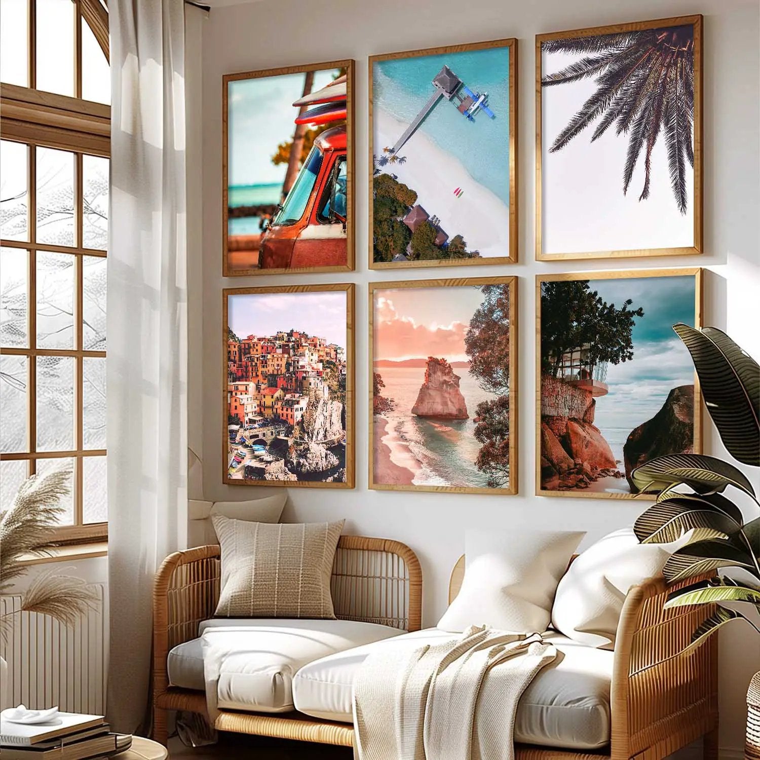 Travel Inspired Framed Posters for Home and Office Wall Decor - Posters for Travel Lovers - Set of 6 by Kotart store