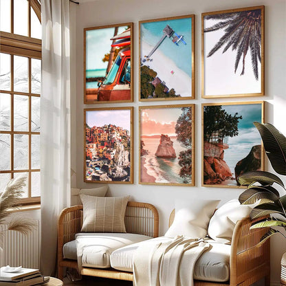Travel Inspired Framed Posters for Home and Office Wall Decor - Posters for Travel Lovers - Set of 6 by Kotart store