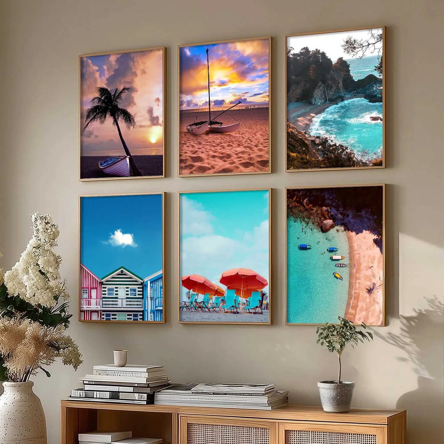 Travel Inspired Framed Posters for Home and Office Wall Decor - Posters for Travel Lovers - Set of 6