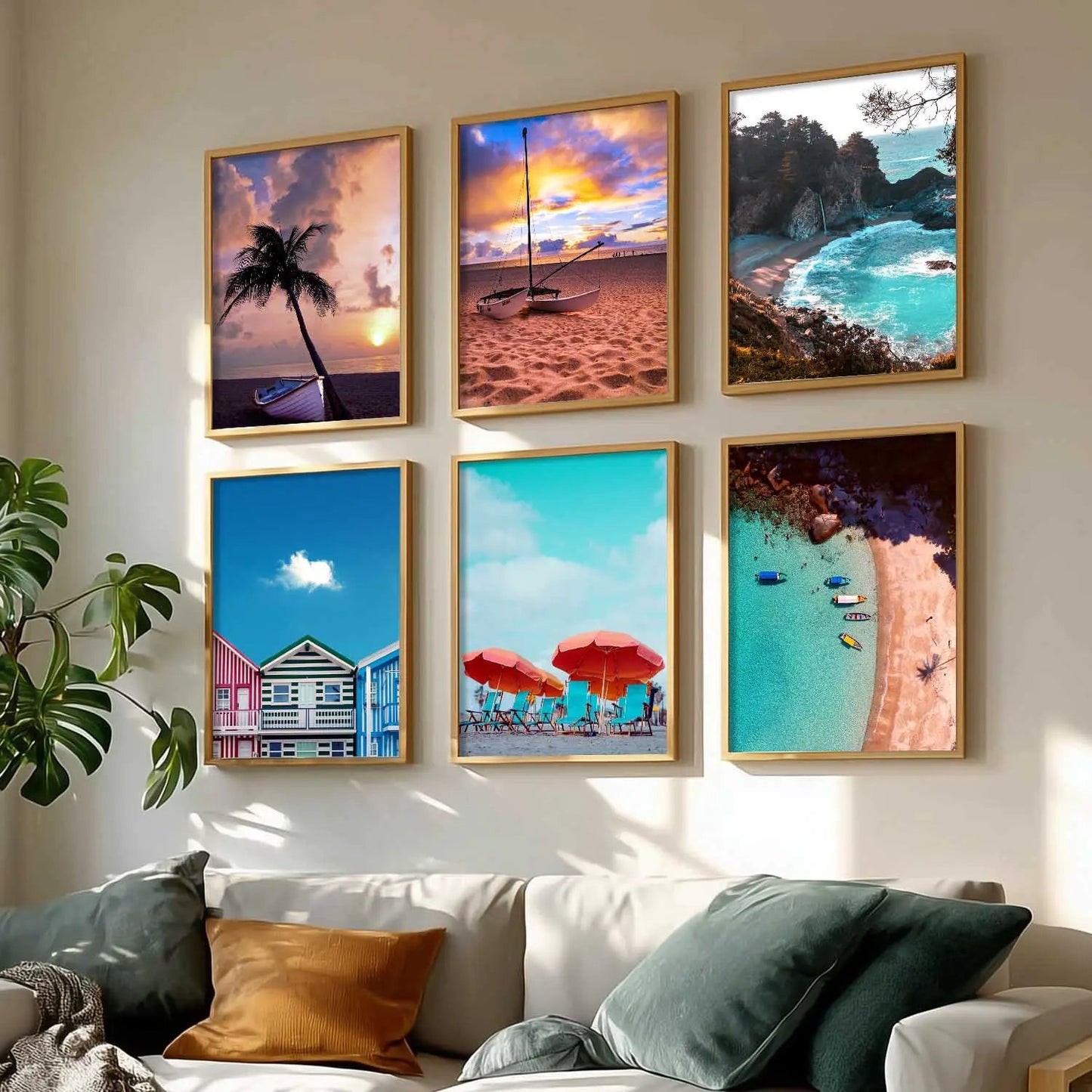 Travel Inspired Framed Posters for Home and Office Wall Decor - Posters for Travel Lovers - Set of 6
