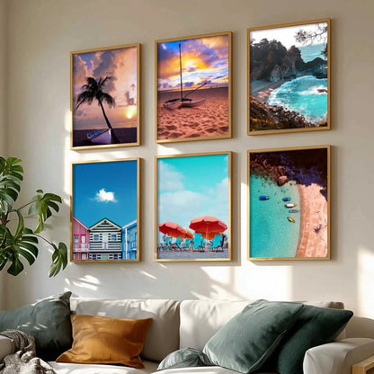 Travel Inspired Framed Posters for Home and Office Wall Decor - Posters for Travel Lovers - Set of 6