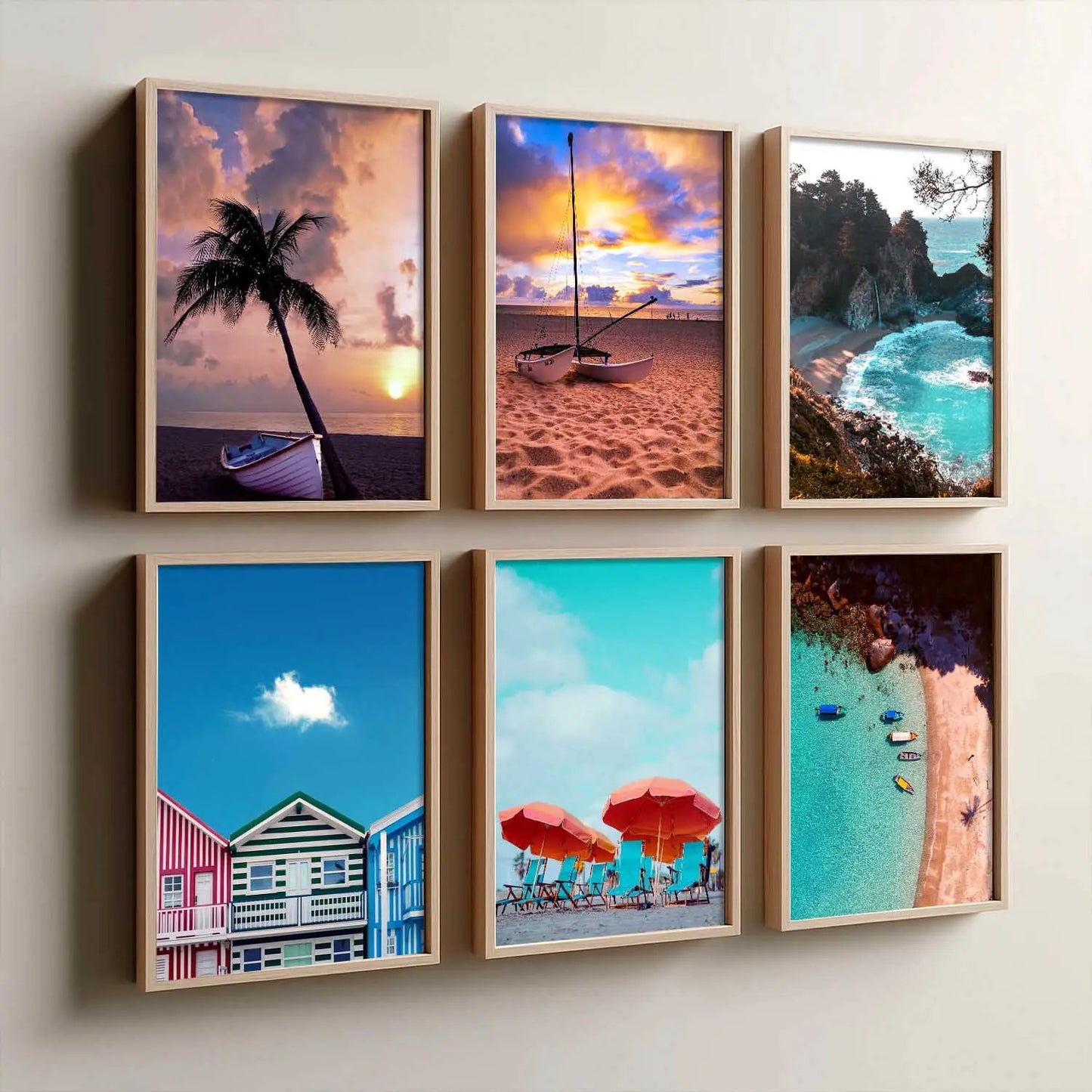 Travel Inspired Framed Posters for Home and Office Wall Decor - Posters for Travel Lovers - Set of 6