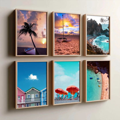 Travel Inspired Framed Posters for Home and Office Wall Decor - Posters for Travel Lovers - Set of 6