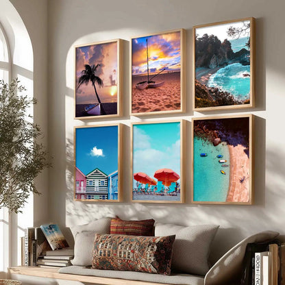 Travel Inspired Framed Posters for Home and Office Wall Decor - Posters for Travel Lovers - Set of 6