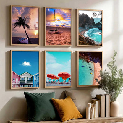 Travel Inspired Framed Posters for Home and Office Wall Decor - Posters for Travel Lovers - Set of 6