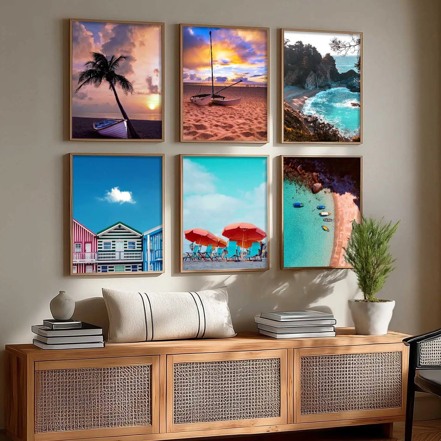 Travel Inspired Framed Posters for Home and Office Wall Decor - Posters for Travel Lovers - Set of 6