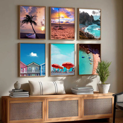 Travel Inspired Framed Posters for Home and Office Wall Decor - Posters for Travel Lovers - Set of 6