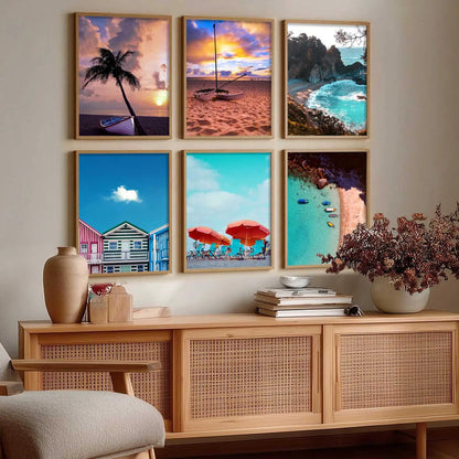 Travel Inspired Framed Posters for Home and Office Wall Decor - Posters for Travel Lovers - Set of 6