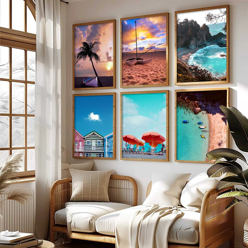 Travel Inspired Framed Posters for Home and Office Wall Decor - Posters for Travel Lovers - Set of 6