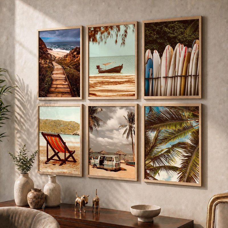 Travel Inspired Framed Posters for Home and Office Wall Decor - Posters for Travel Lovers - Set of 6