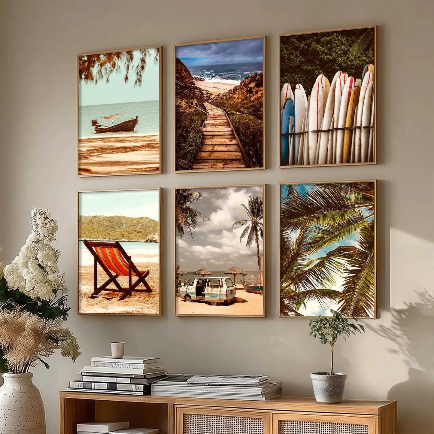 Travel Inspired Framed Posters for Home and Office Wall Decor - Posters for Travel Lovers - Set of 6