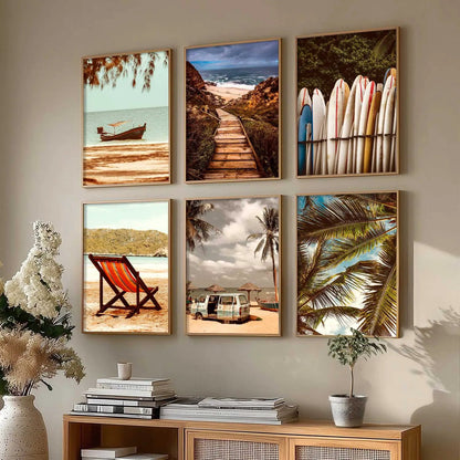 Travel Inspired Framed Posters for Home and Office Wall Decor - Posters for Travel Lovers - Set of 6
