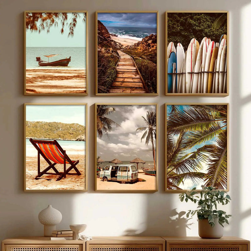 Travel Inspired Framed Posters for Home and Office Wall Decor - Posters for Travel Lovers - Set of 6