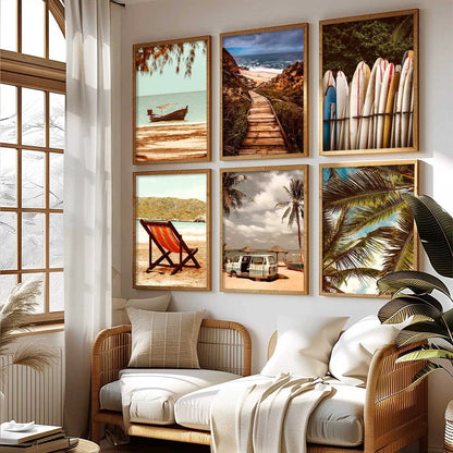 Travel Inspired Framed Posters for Home and Office Wall Decor - Posters for Travel Lovers - Set of 6
