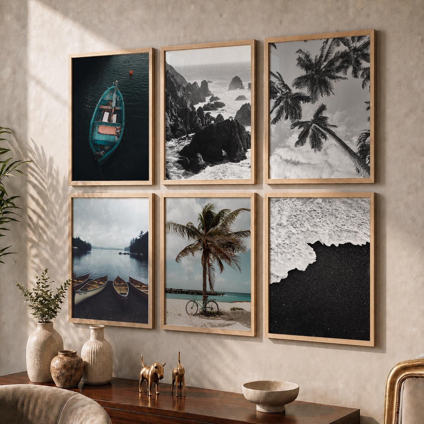 Travel Inspired Framed Posters for Home and Office Wall Decor - Posters for Travel Lovers - Set of 6