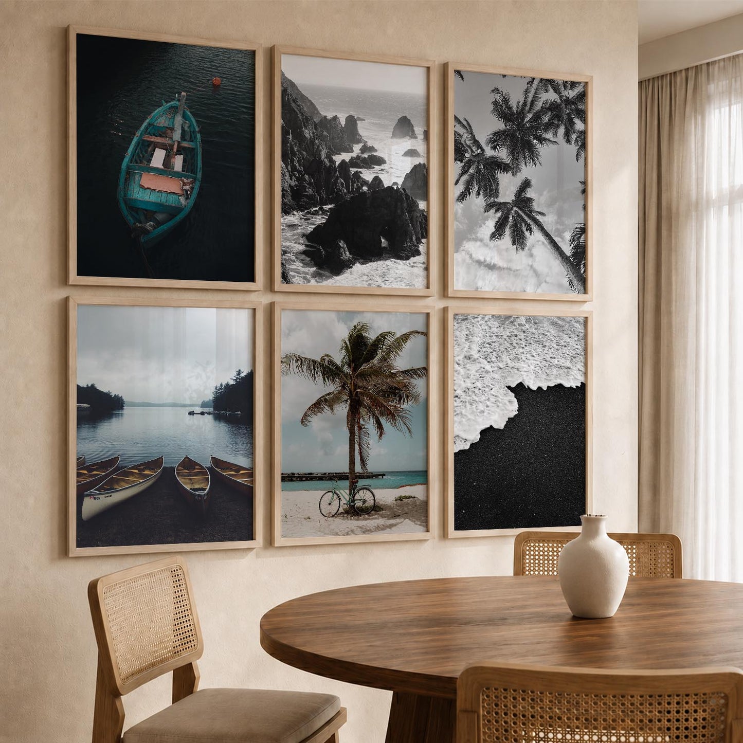 Travel Inspired Framed Posters for Home and Office Wall Decor - Posters for Travel Lovers - Set of 6