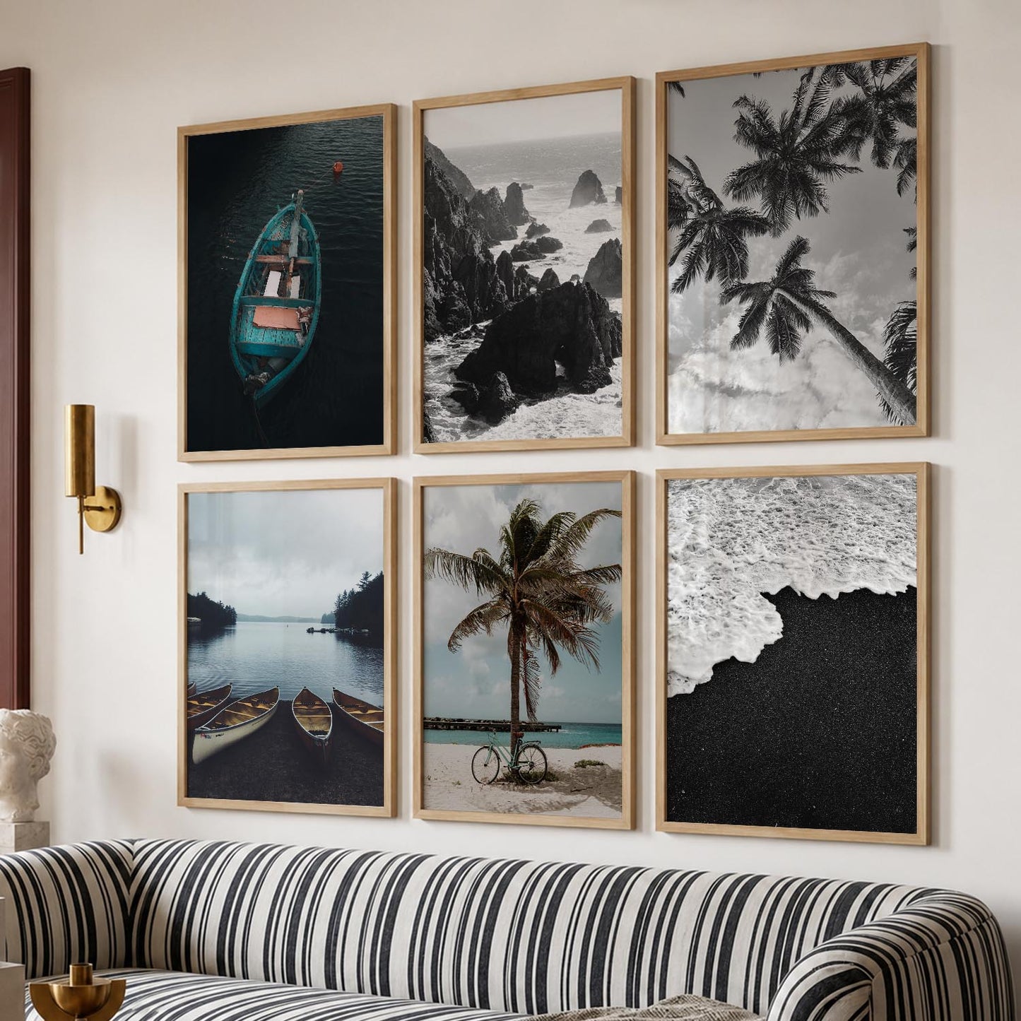 Travel Inspired Framed Posters for Home and Office Wall Decor - Posters for Travel Lovers - Set of 6