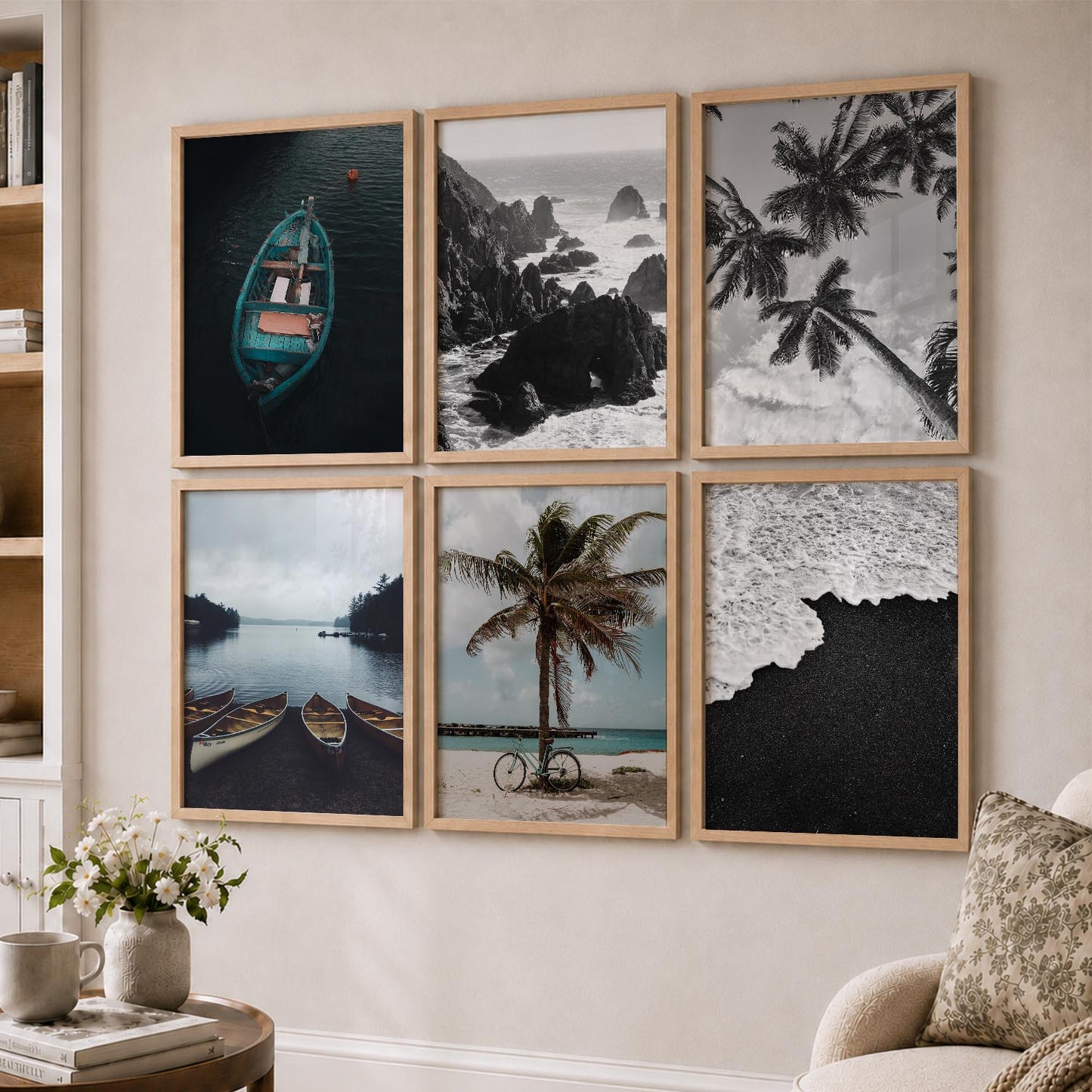 Travel Inspired Framed Posters for Home and Office Wall Decor - Posters for Travel Lovers - Set of 6
