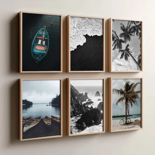 Travel Inspired Framed Posters for Home and Office Wall Decor - Posters for Travel Lovers - Set of 6