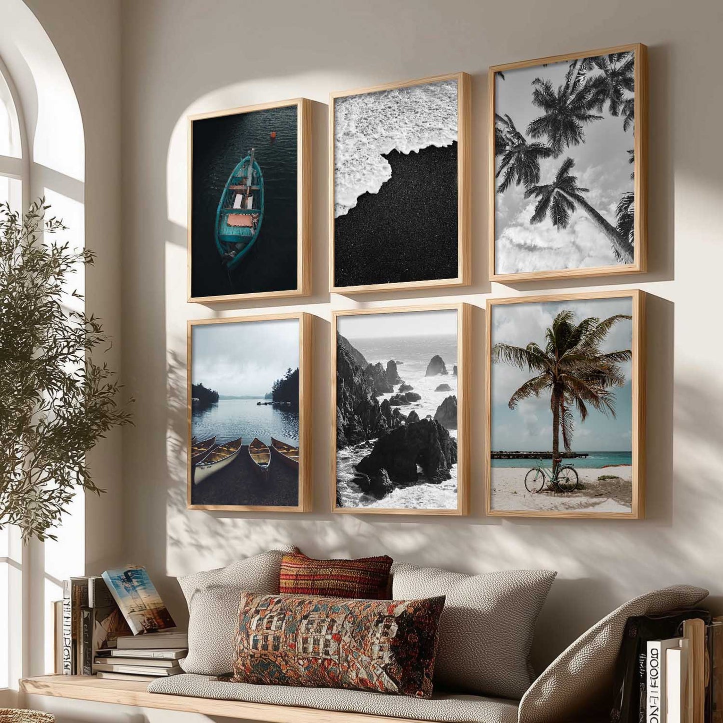 Travel Inspired Framed Posters for Home and Office Wall Decor - Posters for Travel Lovers - Set of 6