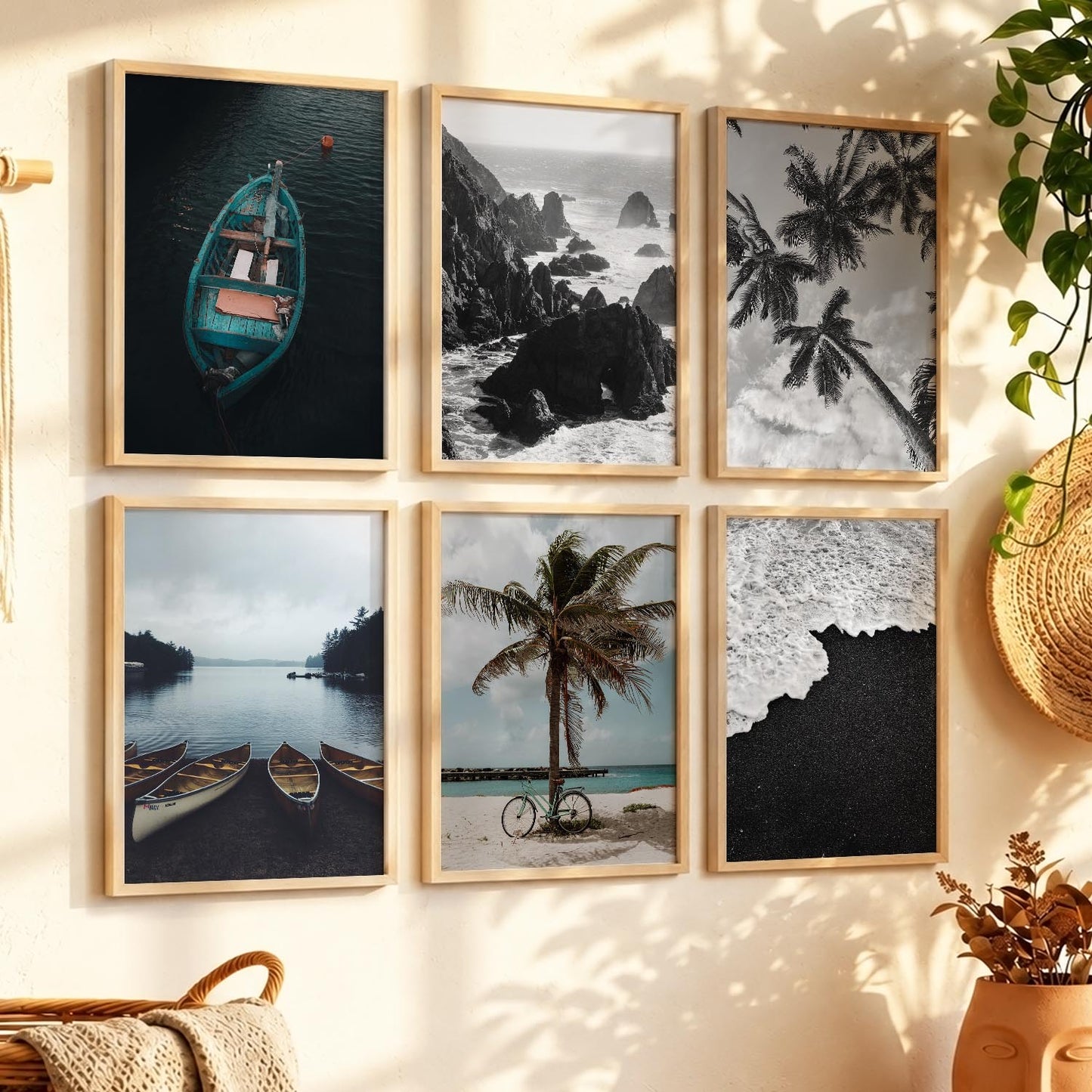 Travel Inspired Framed Posters for Home and Office Wall Decor - Posters for Travel Lovers - Set of 6