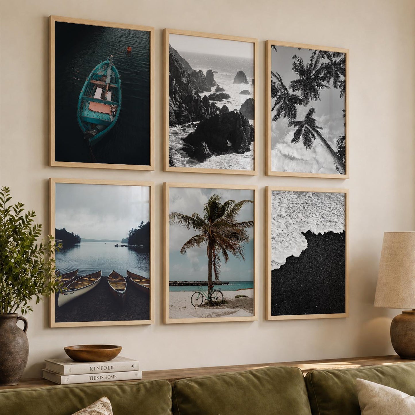 Travel Inspired Framed Posters for Home and Office Wall Decor - Posters for Travel Lovers - Set of 6
