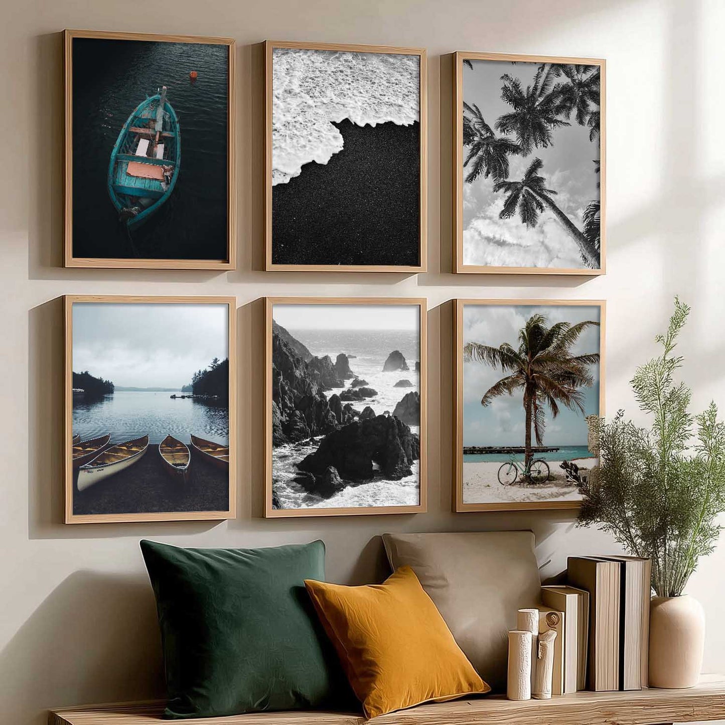 Travel Inspired Framed Posters for Home and Office Wall Decor - Posters for Travel Lovers - Set of 6