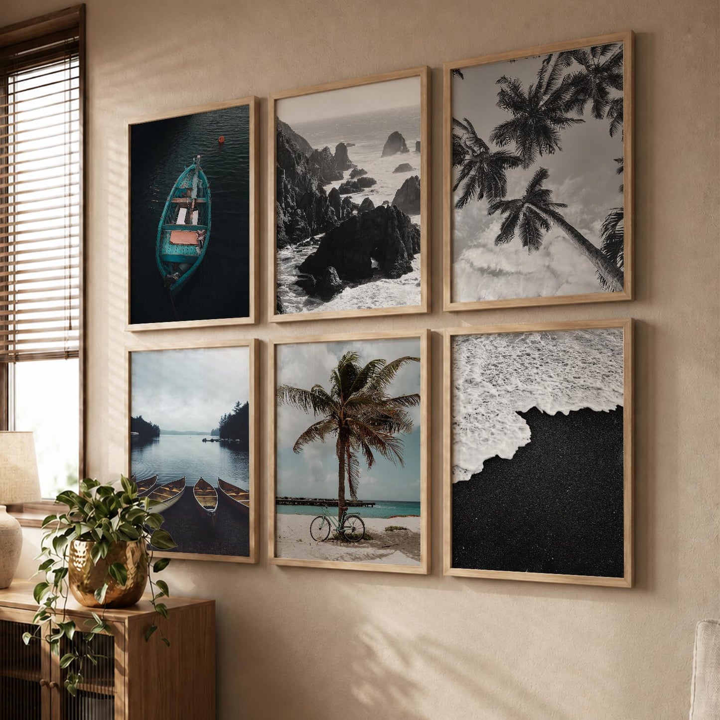 Travel Inspired Framed Posters for Home and Office Wall Decor - Posters for Travel Lovers - Set of 6