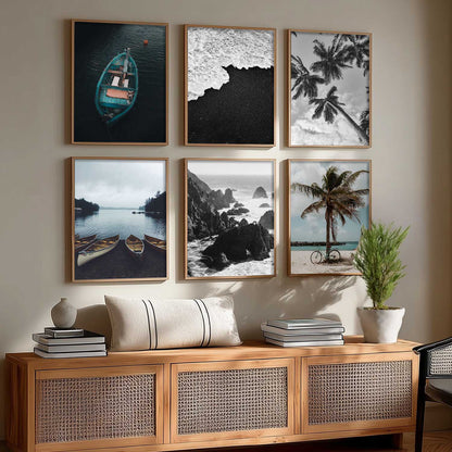 Travel Inspired Framed Posters for Home and Office Wall Decor - Posters for Travel Lovers - Set of 6