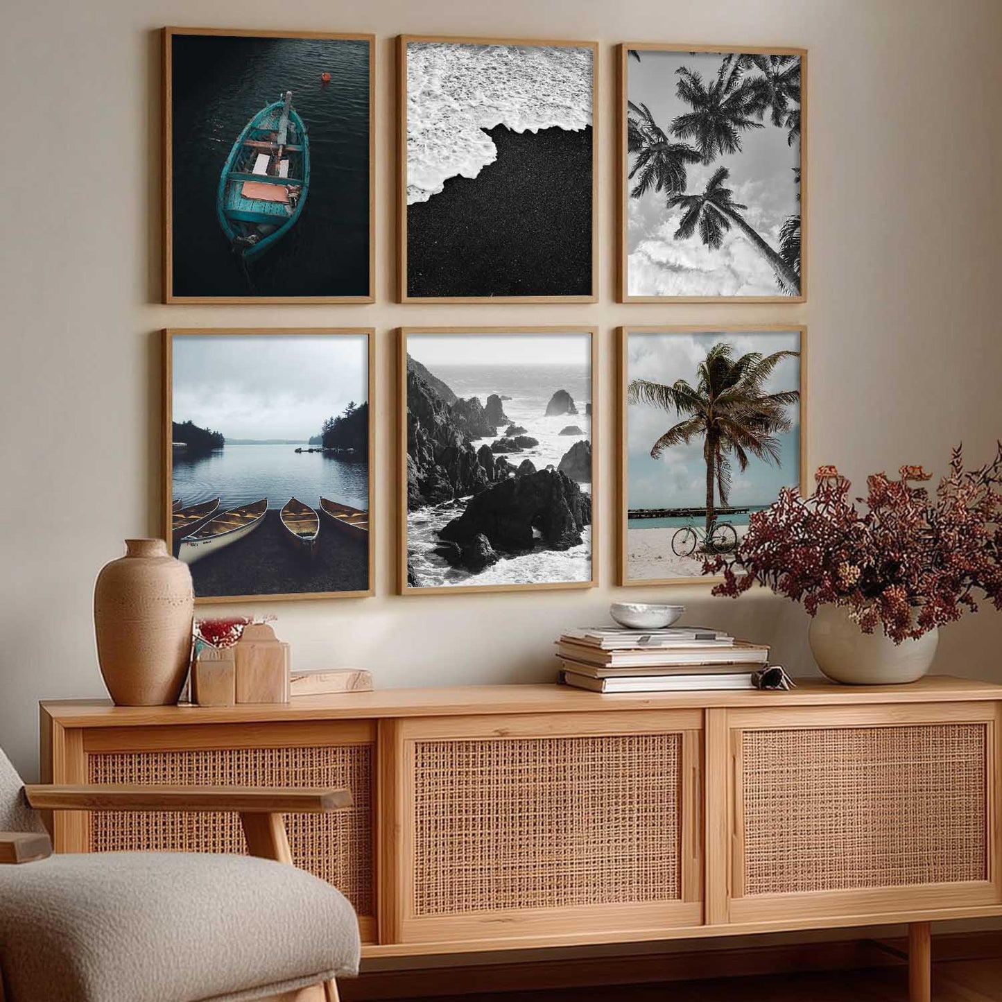 Travel Inspired Framed Posters for Home and Office Wall Decor - Posters for Travel Lovers - Set of 6