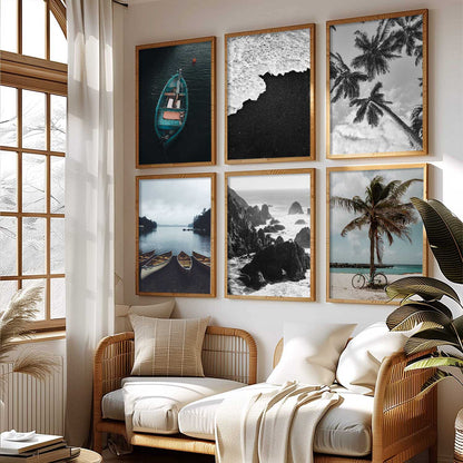 Travel Inspired Framed Posters for Home and Office Wall Decor - Posters for Travel Lovers - Set of 6