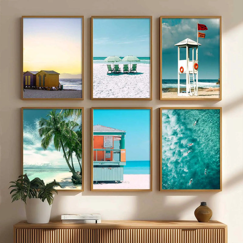 Travel Inspired Framed Posters for Home and Office Wall Decor - Posters for Travel Lovers - Set of 6