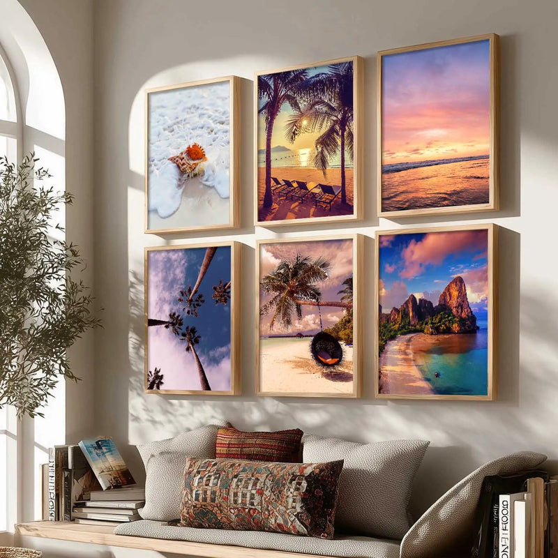 Travel Inspired Framed Posters for Home and Office Wall Decor - Posters for Travel Lovers - Set of 6