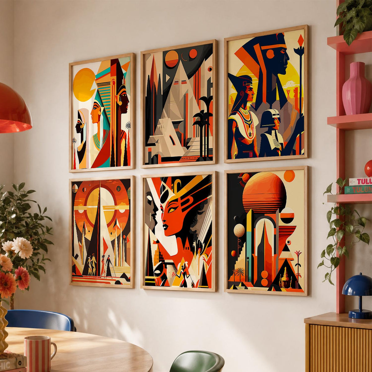Vibrant Art Framed Prints for Home and Office Wall Decor Set of 6