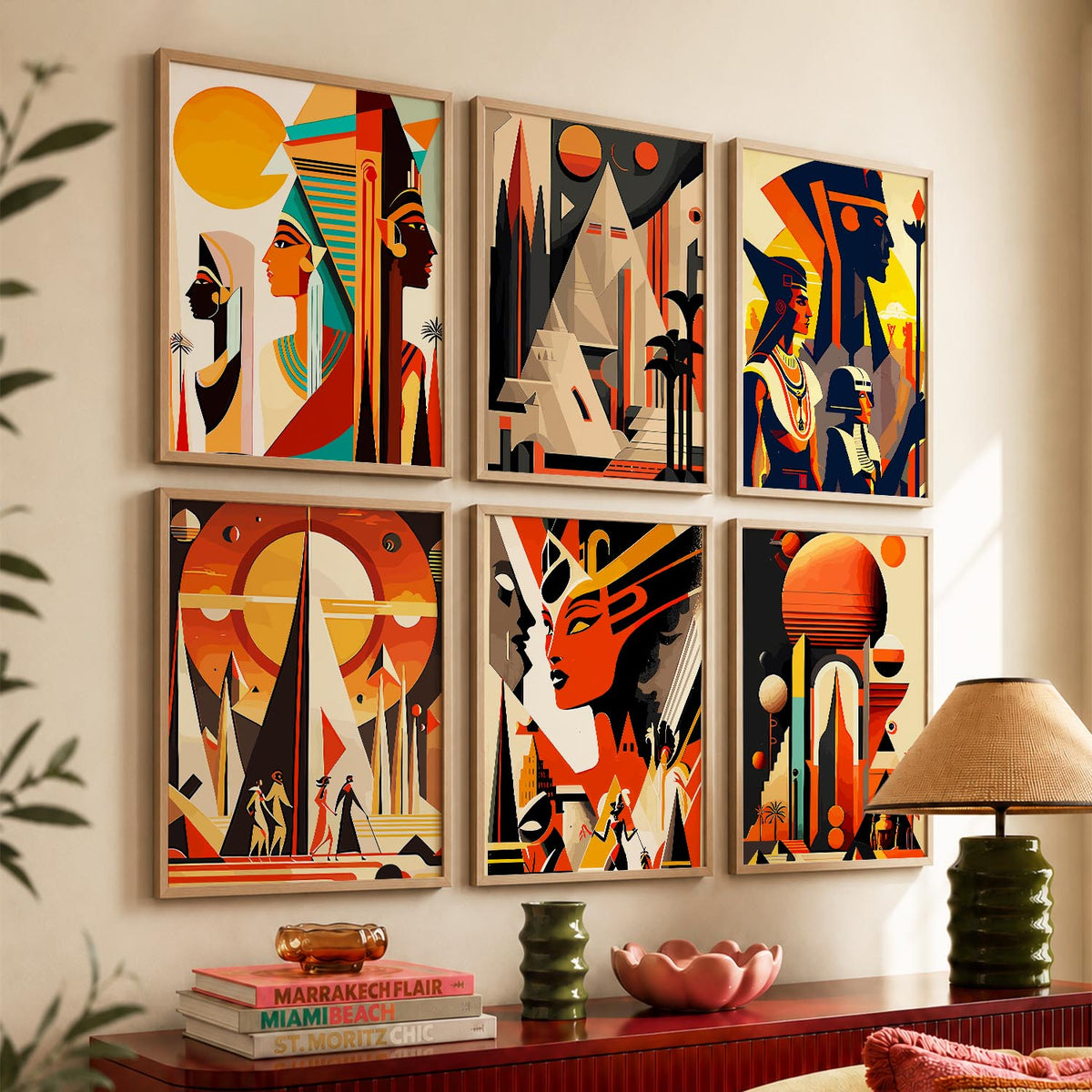 Vibrant Art Framed Prints for Home and Office Wall Decor Set of 6