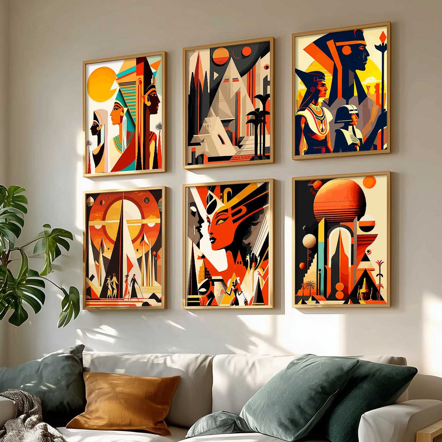 Vibrant Art Framed Prints for Home and Office Wall Decor Set of 6