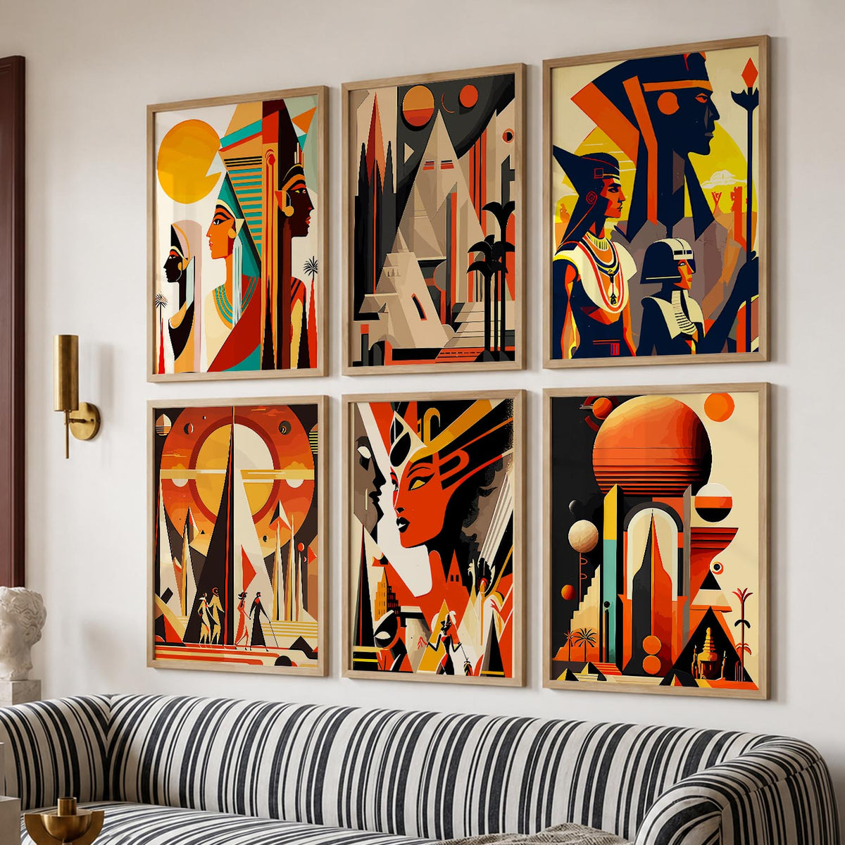 Vibrant Art Framed Prints for Home and Office Wall Decor Set of 6