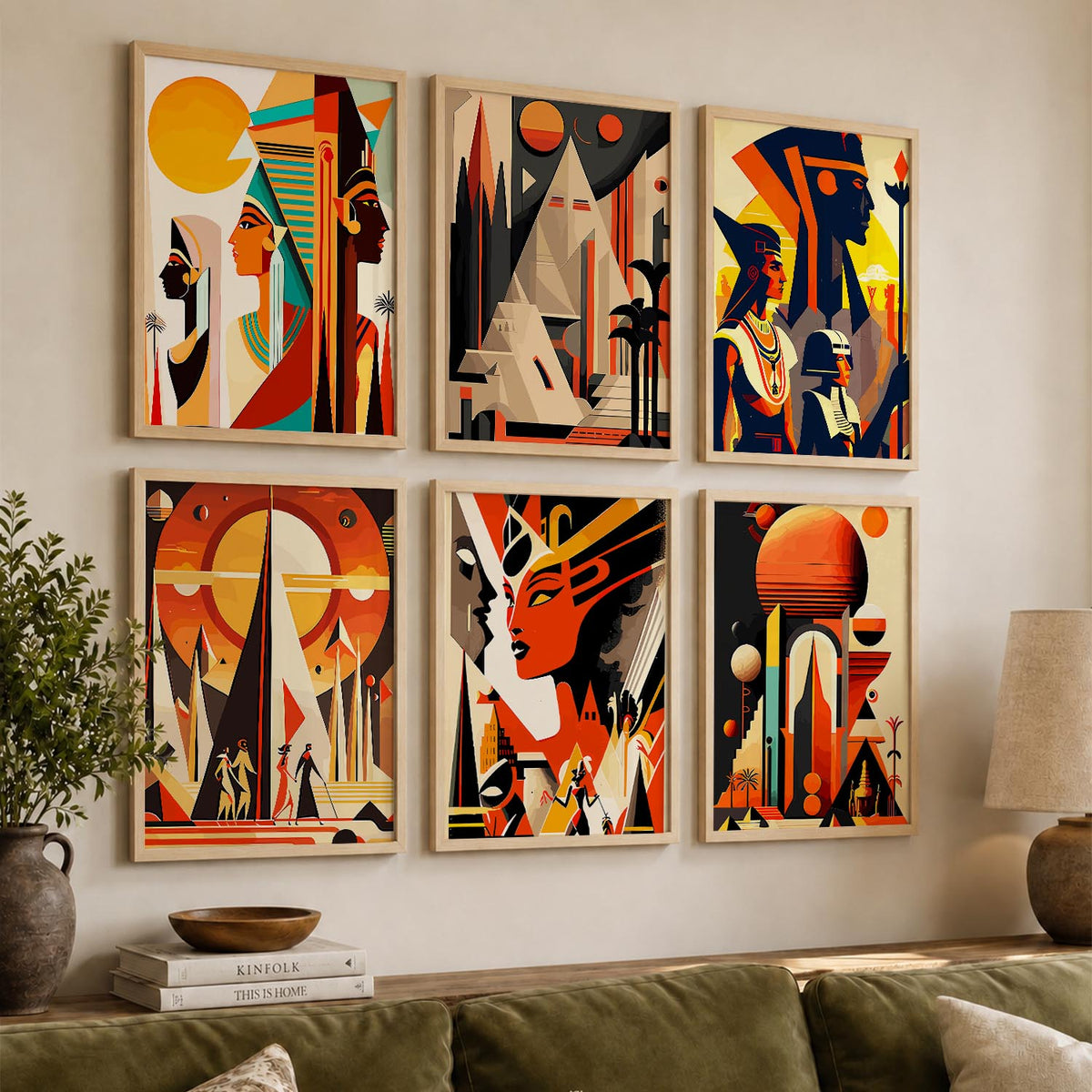 Vibrant Art Framed Prints for Home and Office Wall Decor Set of 6