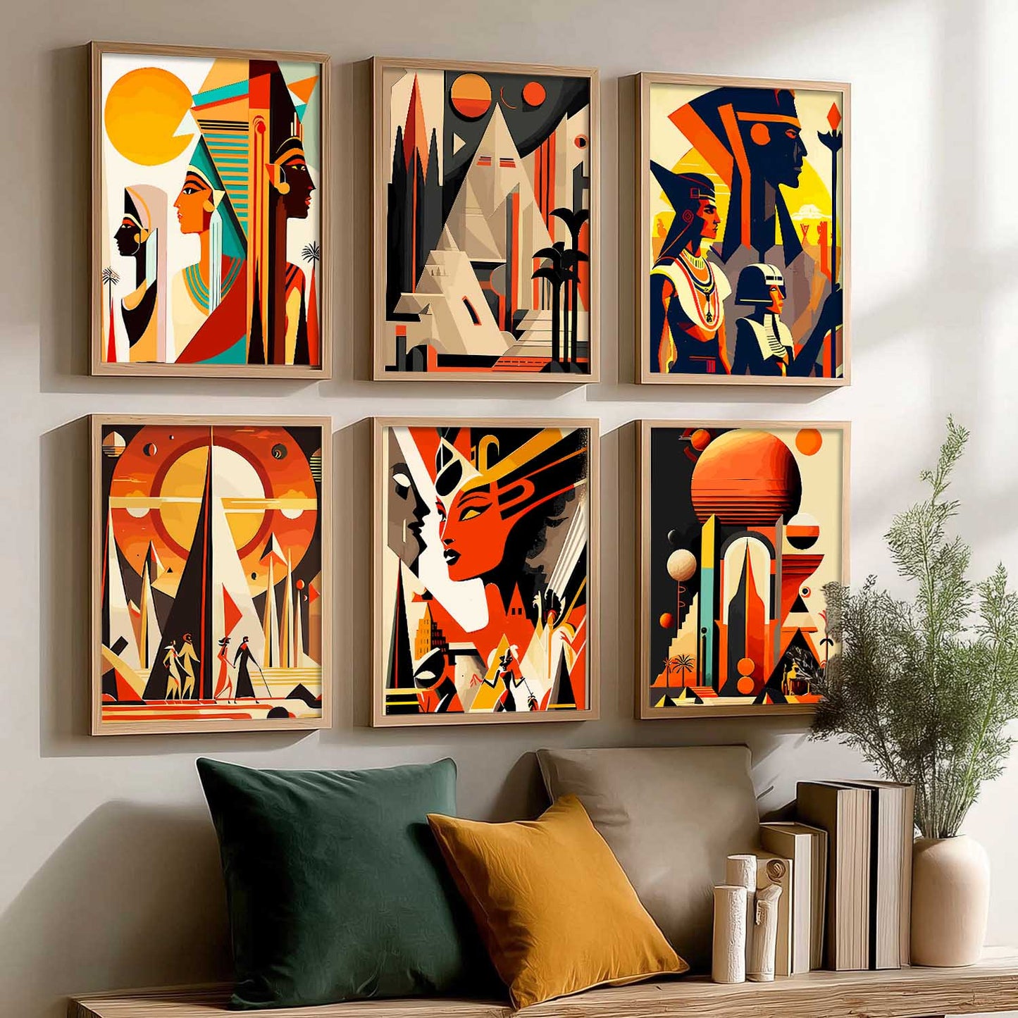 Vibrant Art Framed Prints for Home and Office Wall Decor Set of 6