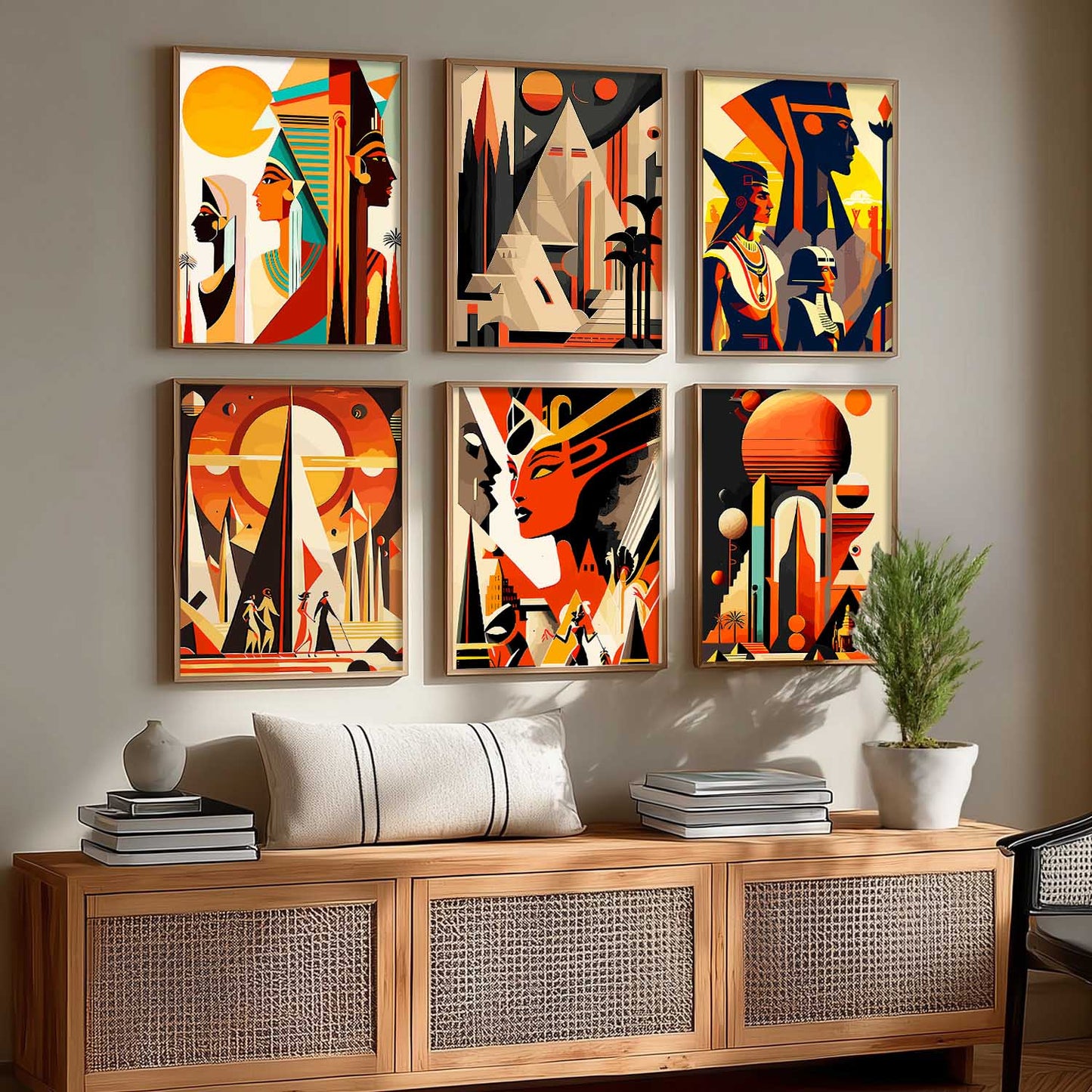 Vibrant Art Framed Prints for Home and Office Wall Decor Set of 6