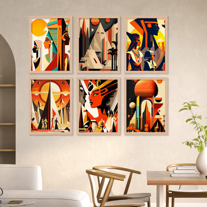 Vibrant Art Framed Prints for Home and Office Wall Decor Set of 6