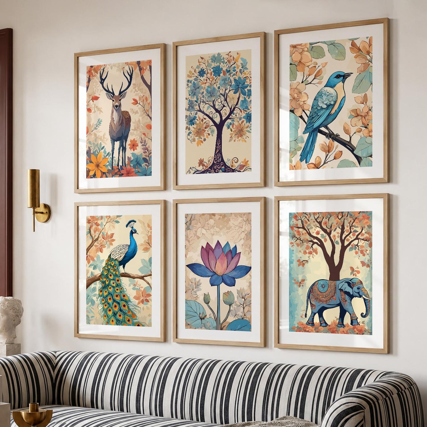 Nature Inspired Modern Art Prints with Frame for Living Room Bedroom Home and Office Wall Decor Set of 6