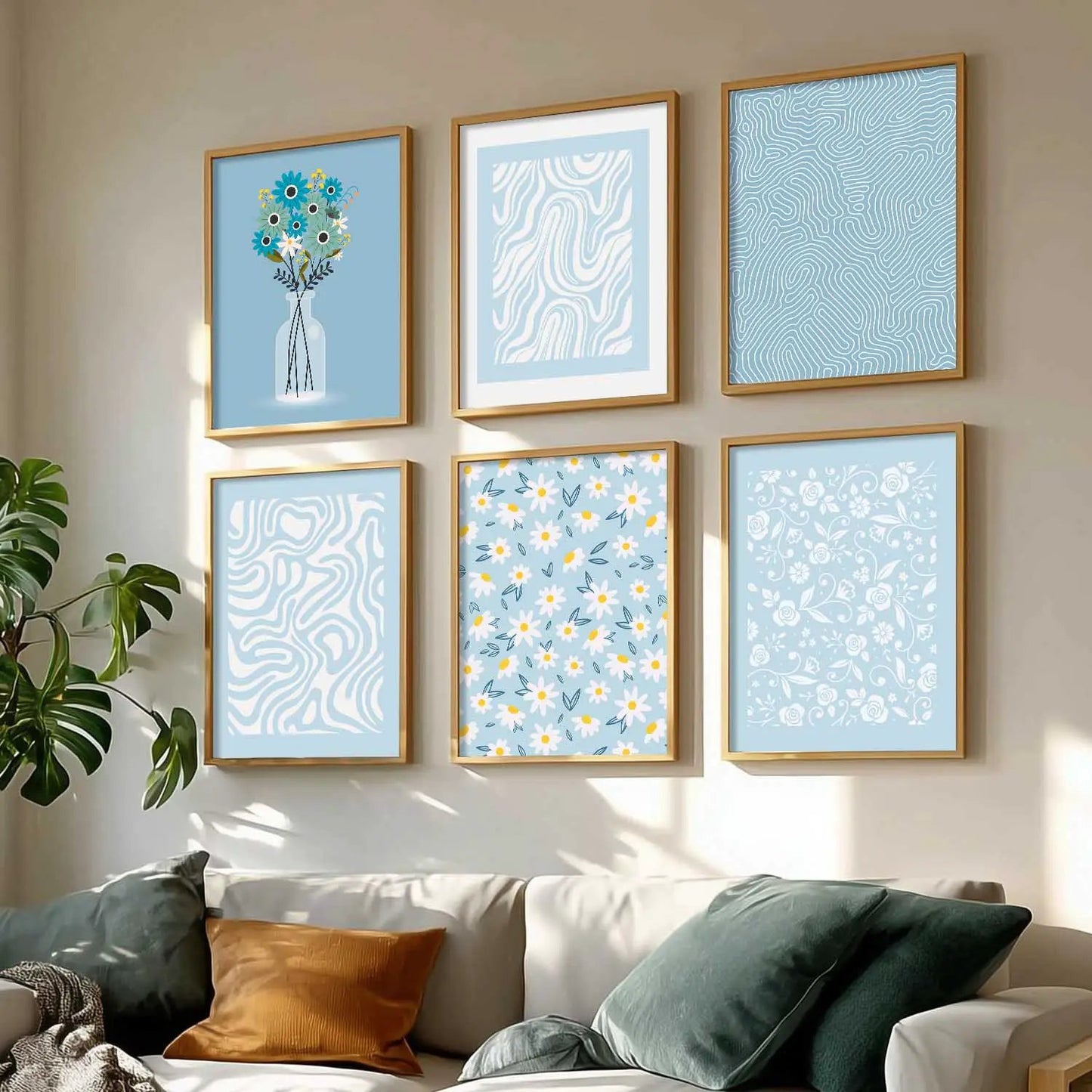 Boho Framed Wall Art Prints | Set of 6 | Home Decor