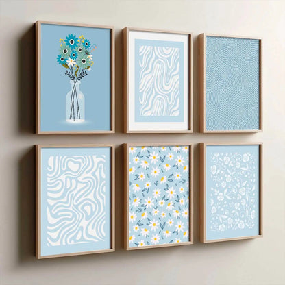 Boho Framed Wall Art Prints | Set of 6 | Home Decor